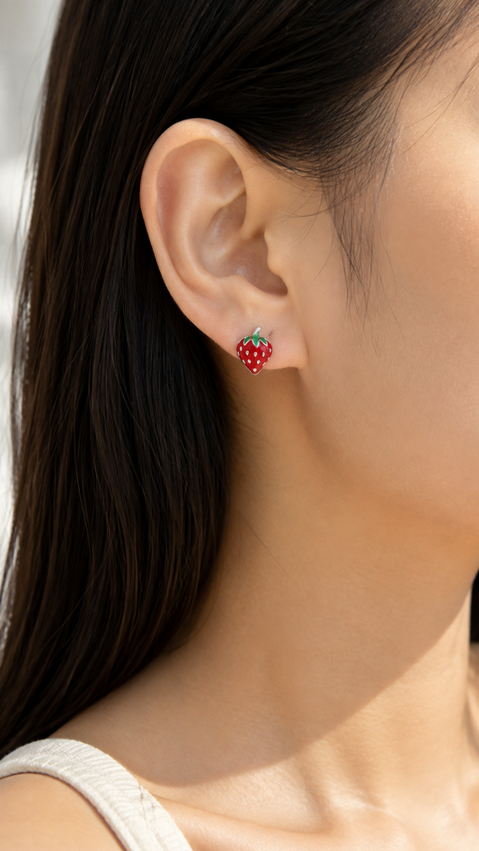 Red Green Strawberry Earrings