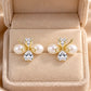 Pearl & Heart Bow Earrings