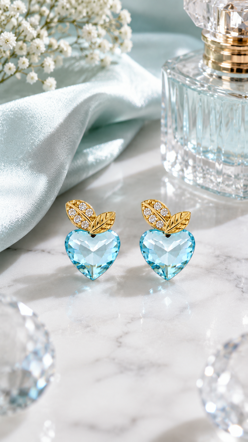 Aqua Blue Heart Earrings