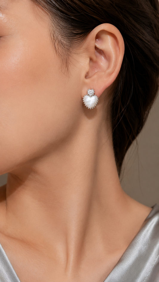 Pearl Heart Earrings