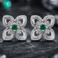 Floral Earrings with Green Stone