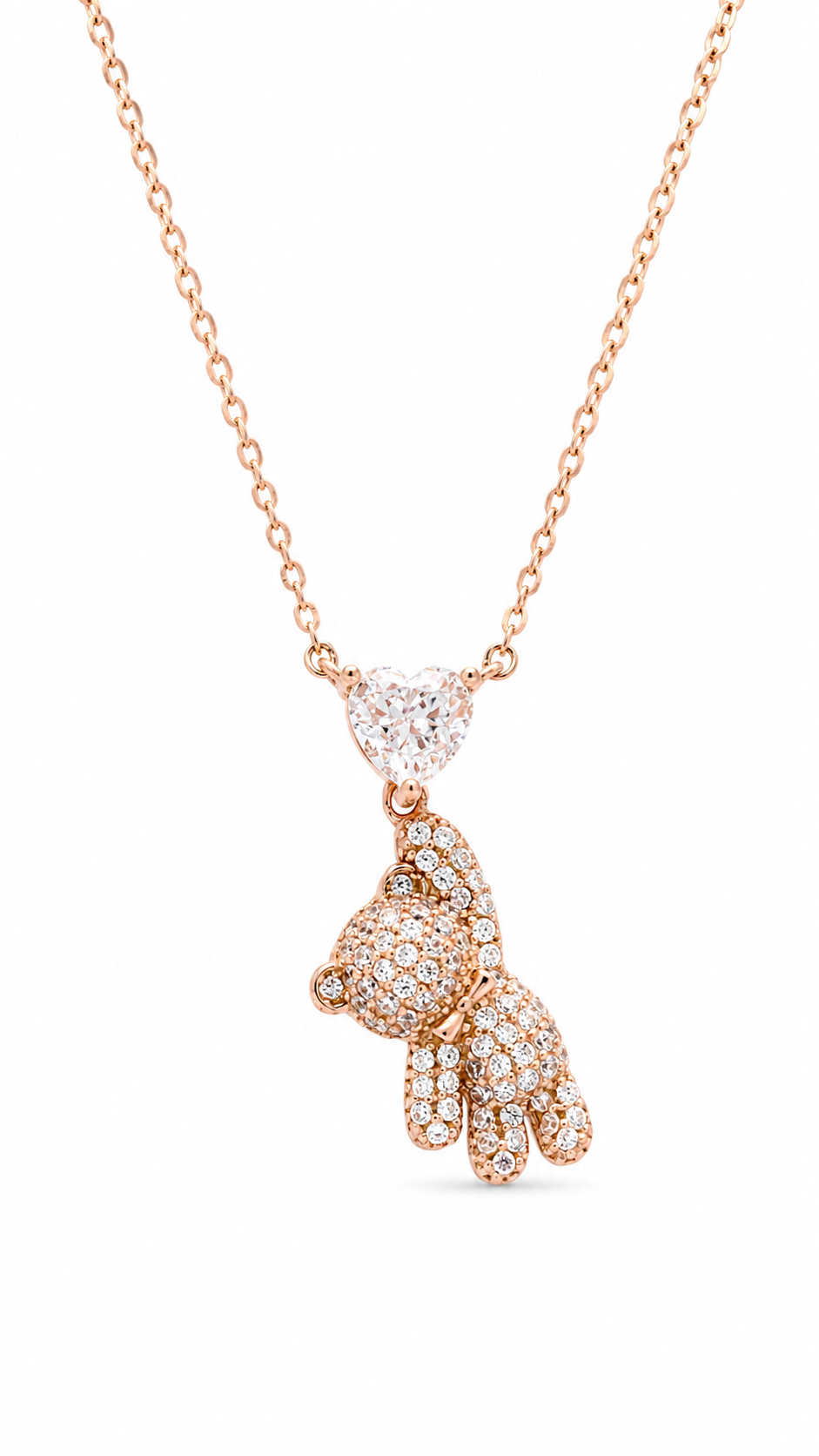 Rose Gold Teddy Bear Necklace