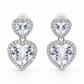 Silver Heart Halo Drop Earrings