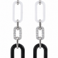 Black & White Geometric Link Long Earrings