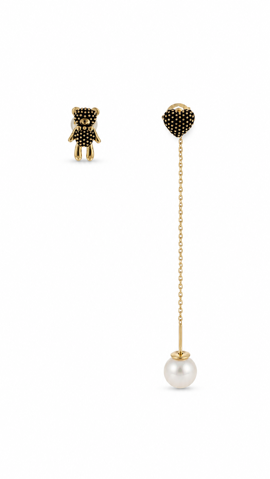 Teddy Bear & Heart Chain Earrings
