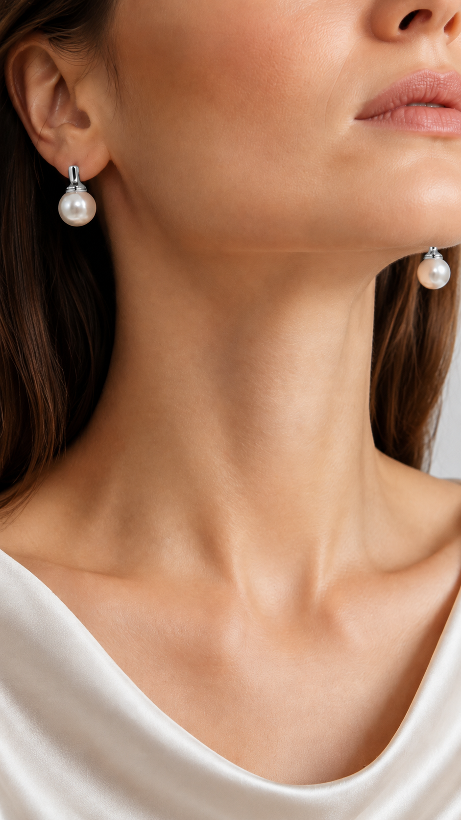 Elegant 925 Sterling Silver Classic Pearl Drop Stud Earrings for Women