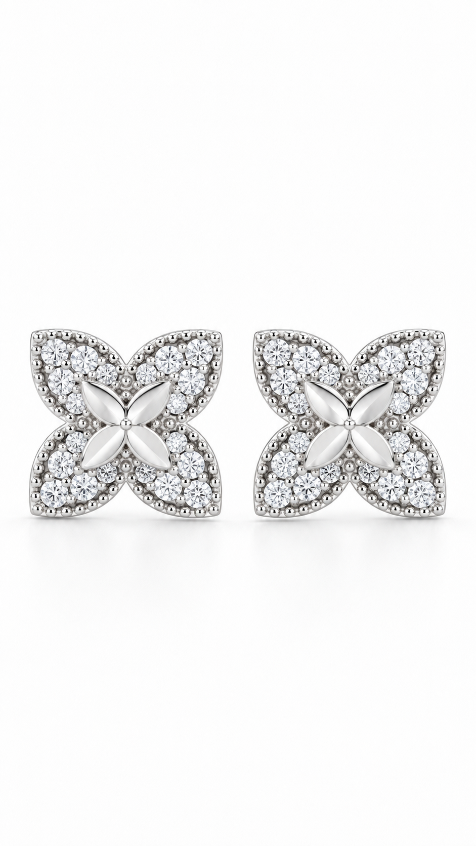 Silver Four-Petal Earrings