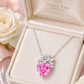 Elegant Silver Pink Heart Floral Pendant Necklace