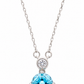 Elegant 925 Sterling Silver Blue Round-Cut CZ Drop Pendant Necklace for Women