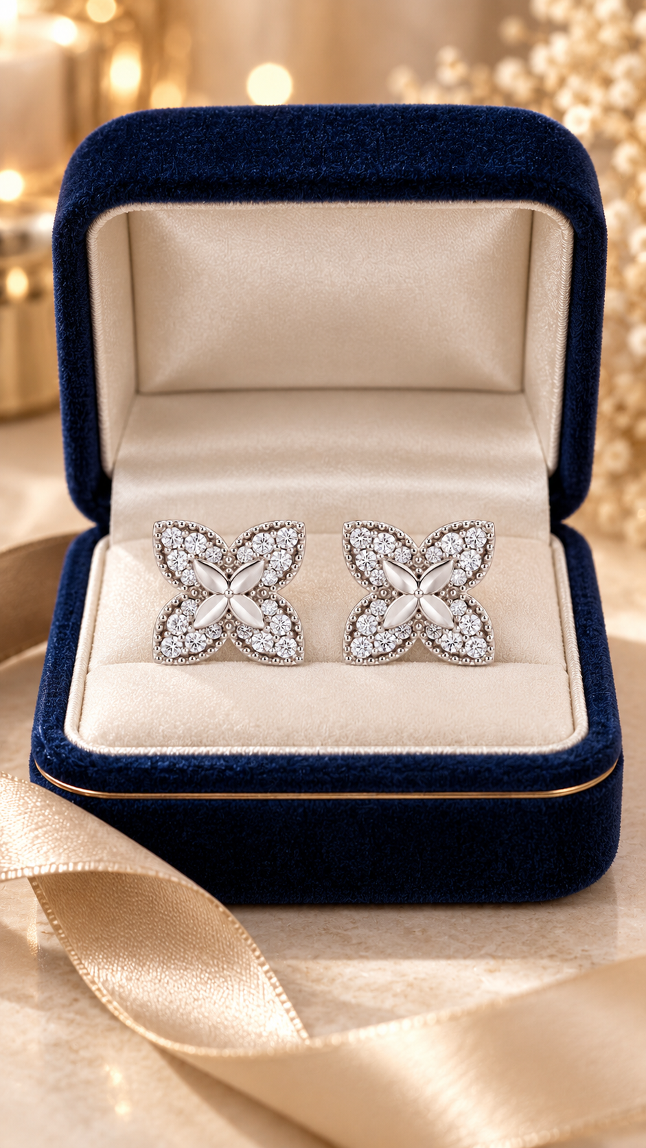 Silver Four-Petal Earrings