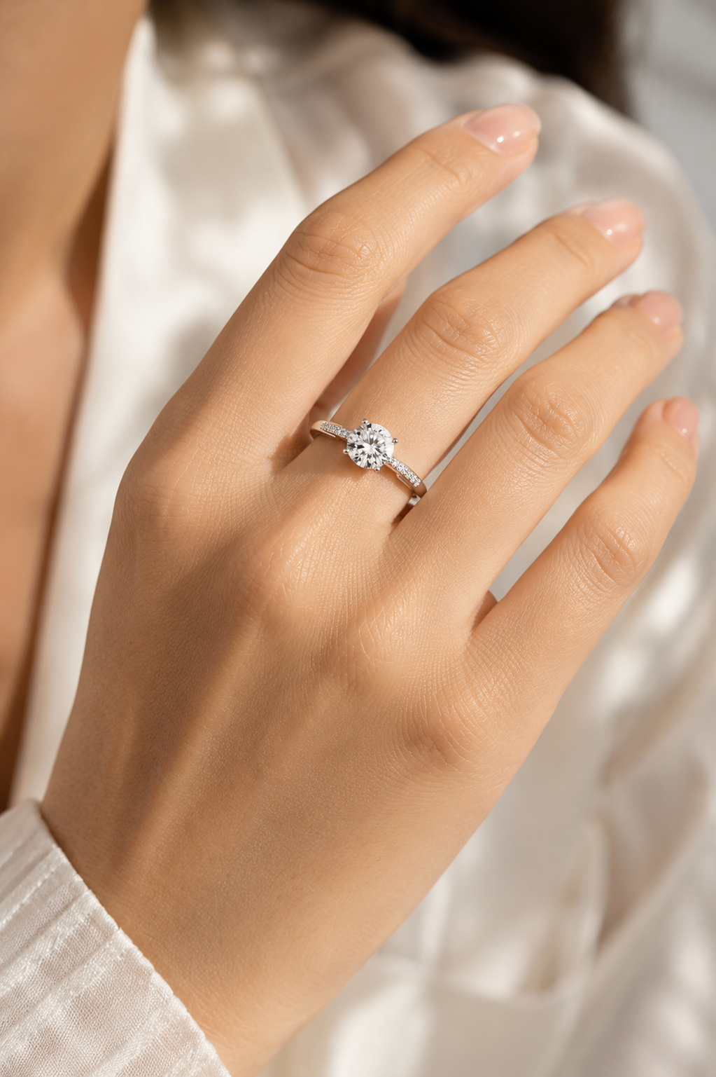 Round Solitaire Adjustable Ring