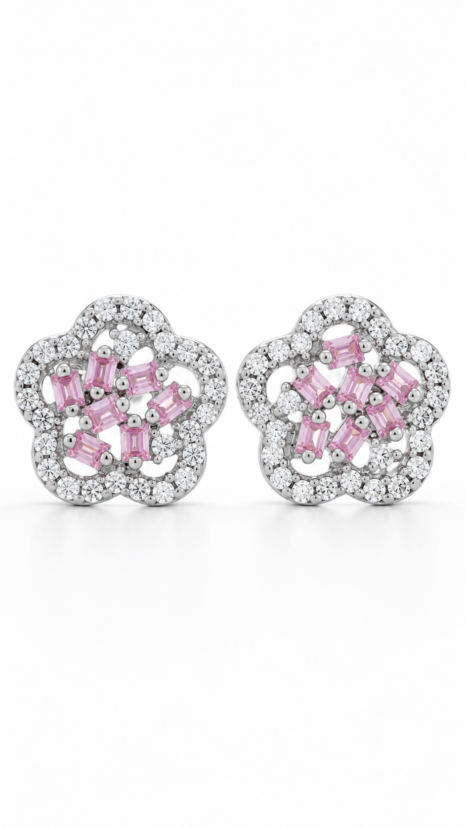 Silver Pink Earrings
