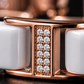 Rose Gold & White Ceramic CZ Bangle Bracelet