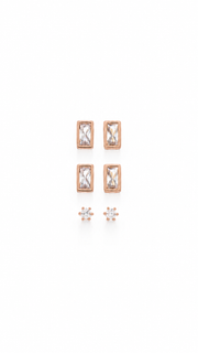 Baguette Round Solitaire Stud Earrings Set - Aaryahi Silver jewellery product photo