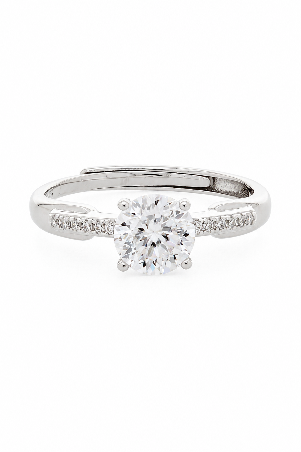 Round Solitaire Adjustable Ring