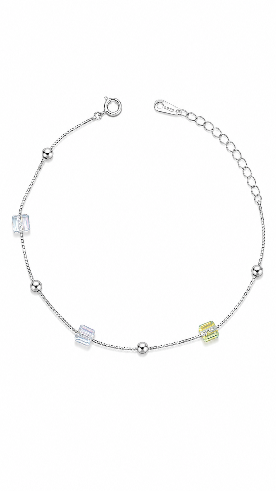 Iridescent Cube & Bead Bracelet