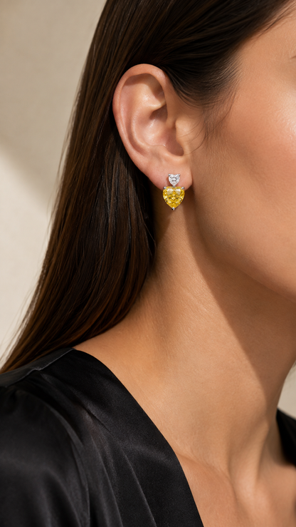 Heart-Cut Yellow Earrings