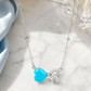 Elegant Silver Blue Heart Bow Pendant Necklace