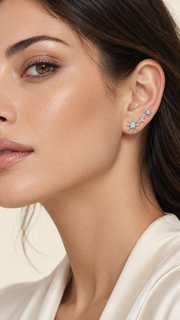 Floral Butterfly, Heart Clover & Ball Stud Earrings Set - Aaryahi Silver jewellery product photo
