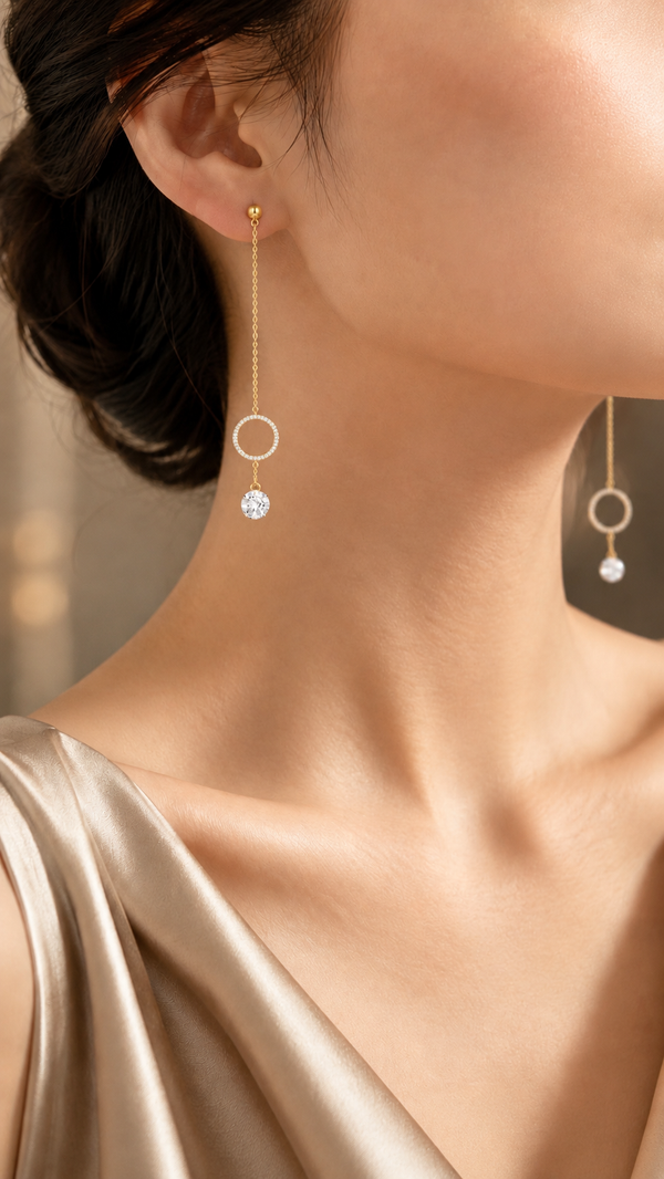 Chain Circle Earrings - Aaryahi Silver jewellery product photo