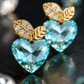 Aqua Blue Heart Earrings