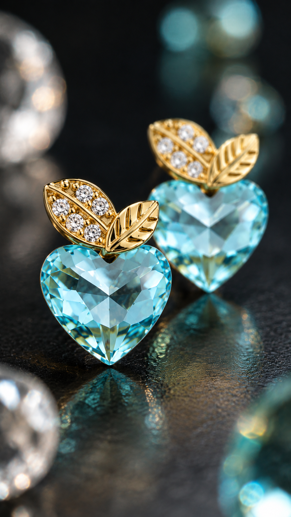Aqua Blue Heart Earrings