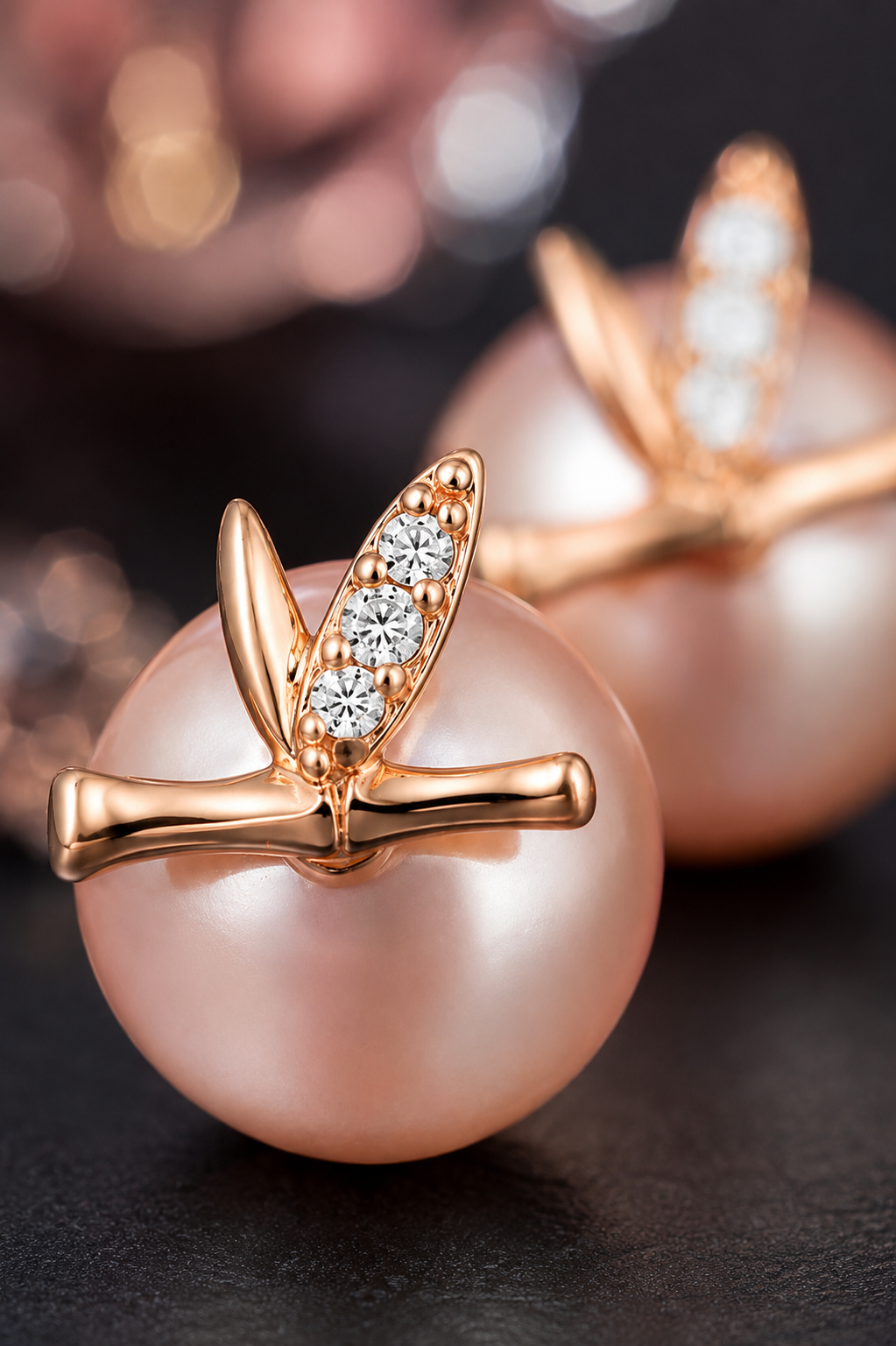 Rose Gold Pearl Earrings