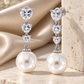 Triple Heart Pearl Drop Earrings