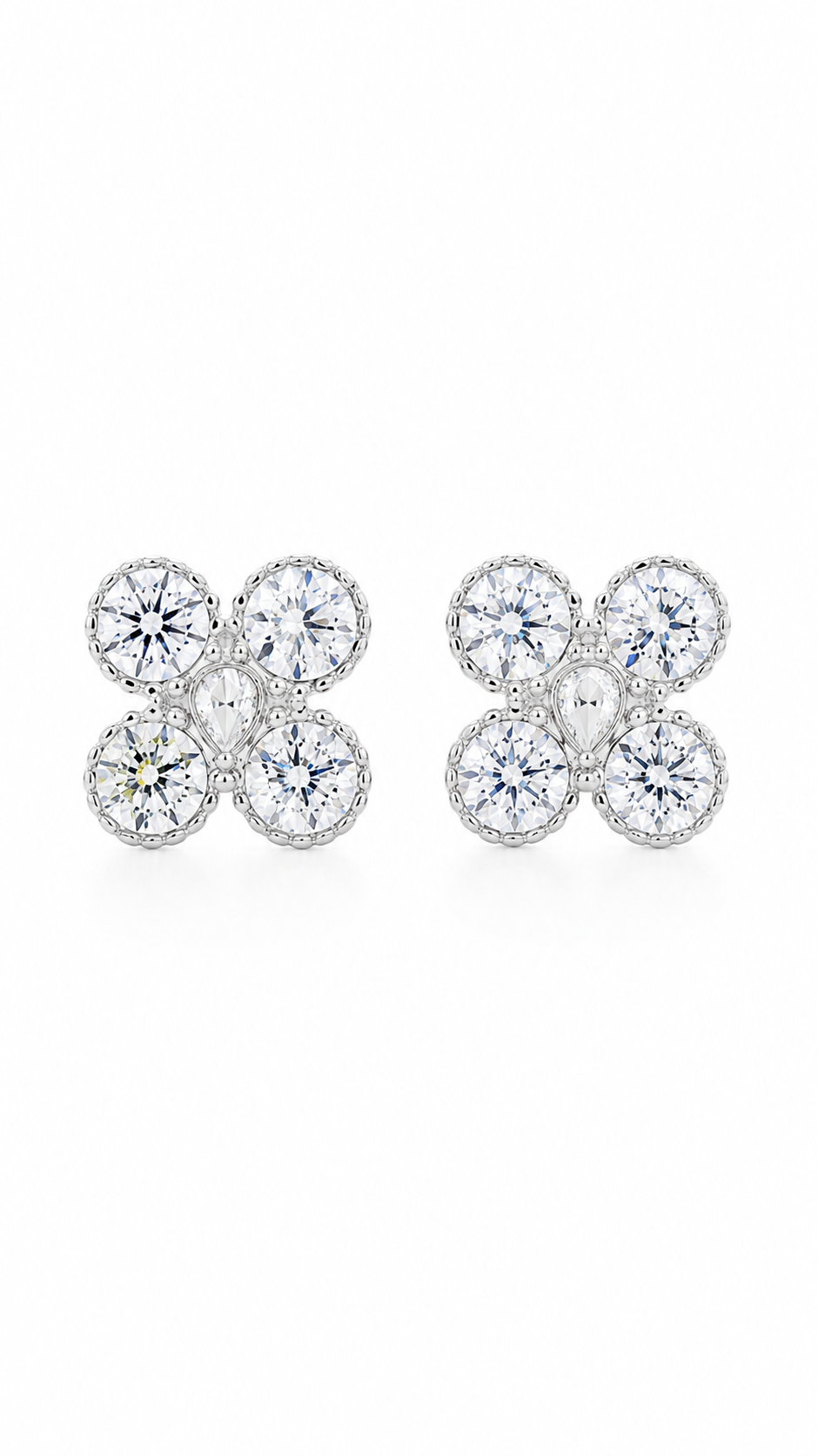 Four-Petal Round Earrings