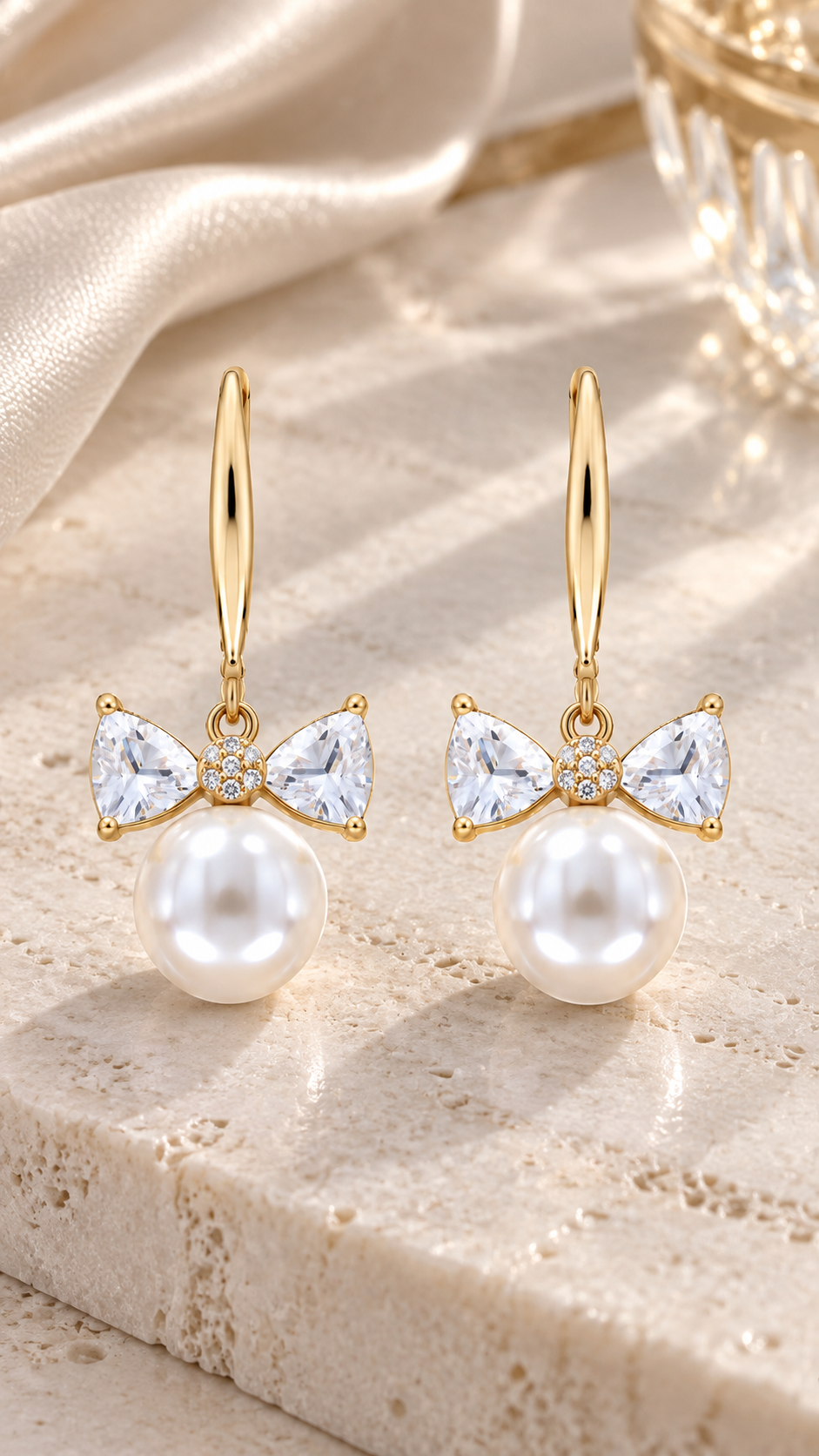 Bow & Pearl Drop Earrings