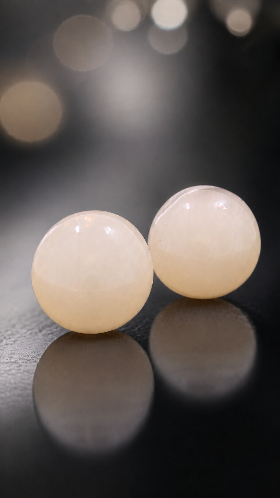 Cream Round Earrings