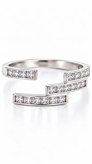Silver CZ Geometric Zigzag Adjustable Ring