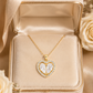 Elegant Gold Twin Heart Halo CZ Pendant Necklace