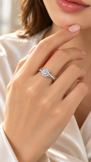 Silver CZ Classic Solitaire Adjustable Ring