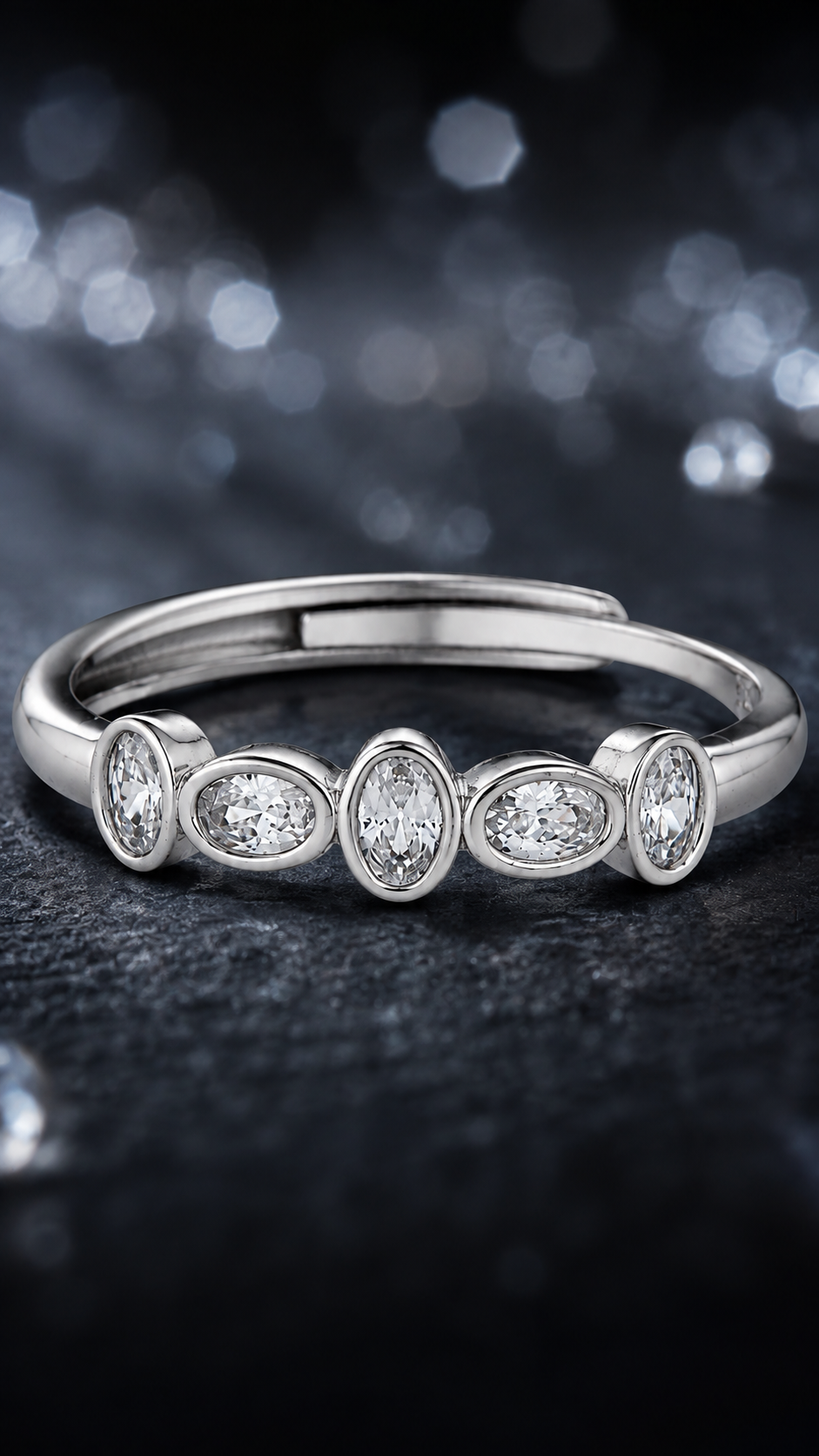 Five Oval-Cut Adjustable Ring