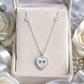 Elegant Silver Heart Halo Pendant Necklace
