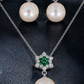 Green Floral Necklace & Earrings Set