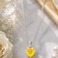 Elegant Silver Yellow Heart Crystal Pendant Necklace
