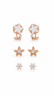 Star Flower, Floral Solitaire Stud Earrings Set - Aaryahi Silver jewellery product photo