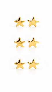 Minimalist Star Stud Earrings Set – 3 Pairs - Aaryahi Silver jewellery product photo