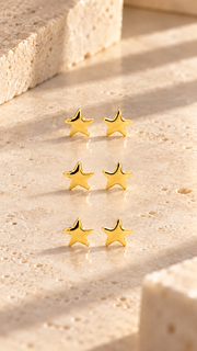 Minimalist Star Stud Earrings Set – 3 Pairs - Aaryahi Silver jewellery product photo
