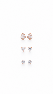 Heart & Round Solitaire Stud Earrings Set - Aaryahi Silver jewellery product photo