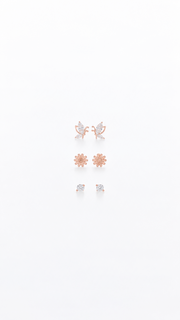 Butterfly, Flower Solitair Earrings Set - Aaryahi Silver jewellery product photo