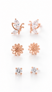 Butterfly, Flower Solitair Earrings Set - Aaryahi Silver jewellery product photo