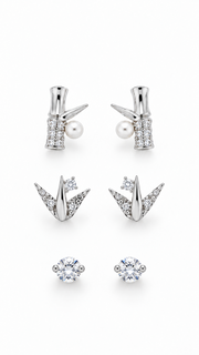 Bamboo Pearl, Origami Bird Solitaire Earrings Set - Aaryahi Silver jewellery product photo