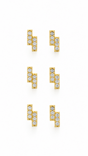 Geometric Zigzag Stud Earrings Set – 3 Pairs - Aaryahi Silver jewellery product photo