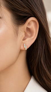 Geometric Zigzag Stud Earrings Set – 3 Pairs - Aaryahi Silver jewellery product photo