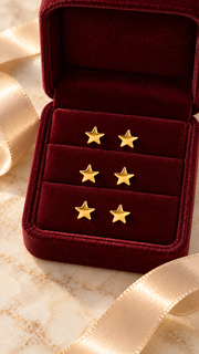 Minimalist Star Stud Earrings Set – 3 Pairs - Aaryahi Silver jewellery product photo