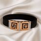 Premium Greek Pattern Men’s Bracelet Black Ceramic Stretch Band with Rose Gold CZ Accents