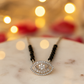 Silver Tone Evil Eye CZ Pendant Necklace with Black Beads for Women